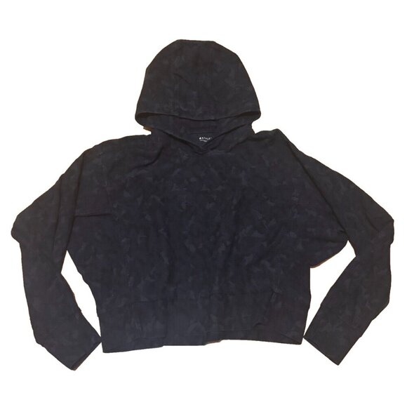 ATHLETA Navy Blue Camo Farallon Cropped Camo Hoodie Sweatshirt Top Womens Size M - Picture 2 of 6